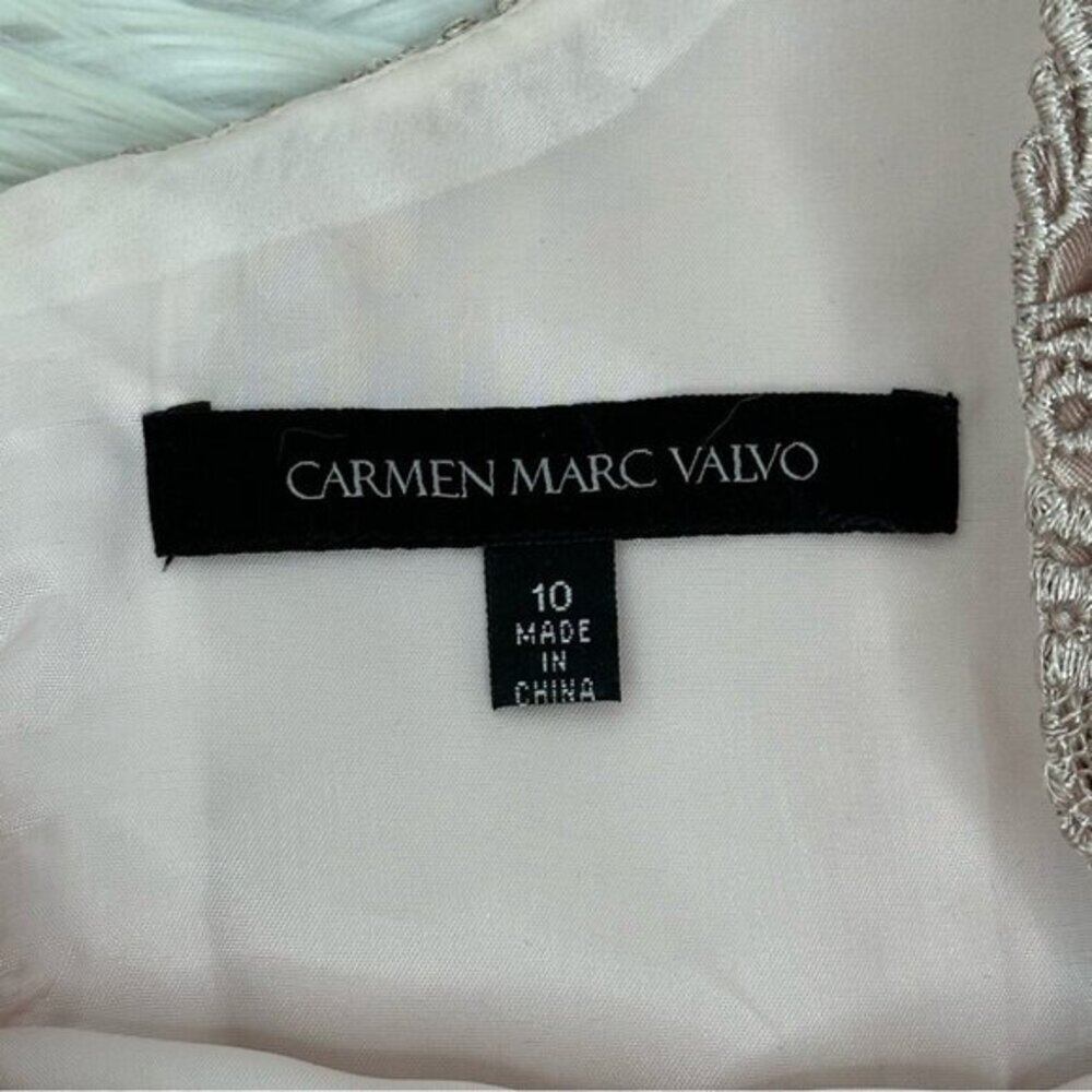 Carmen Marc Valvo Womens Lace Evening Top Square Neck‎ Mauve Pink Formal Size 10 - Picture 10 of 12